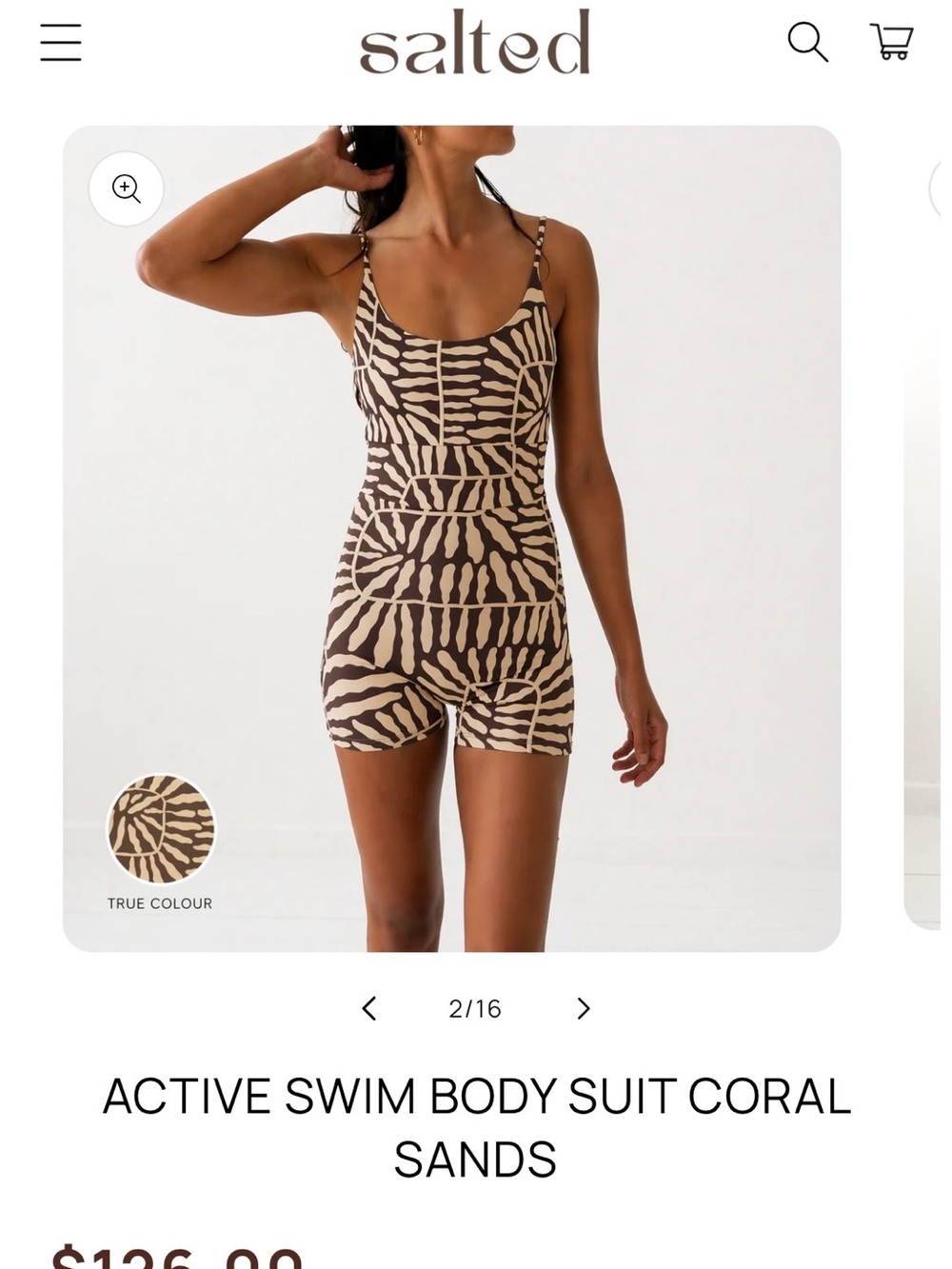 Salted Active Swim Body Suit in Coral Sands